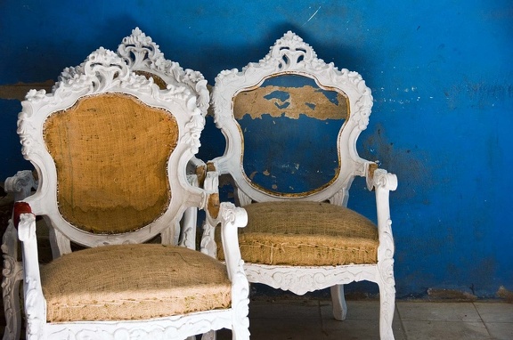 Two white armchairs 