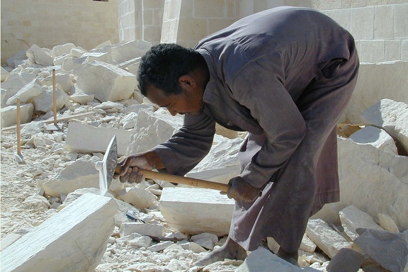 Stonemason. Restoration workshop in Qaitbay (Alexandria)  