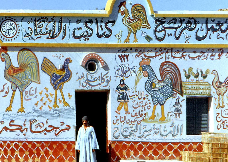 Street art. Painted wall, Fayum, Egypt  