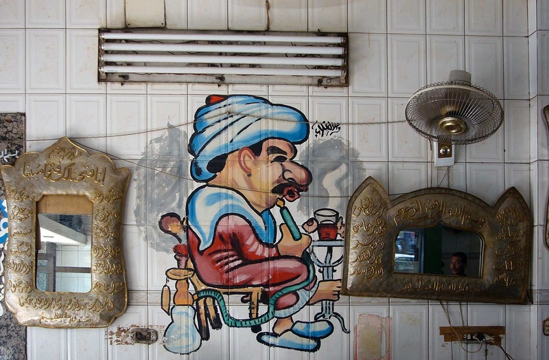 Painted wall in a café. Cairo 