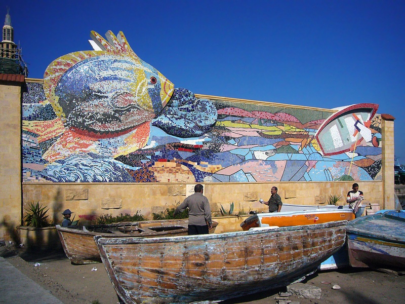 Mosaic. Fishing port of Alexandria 