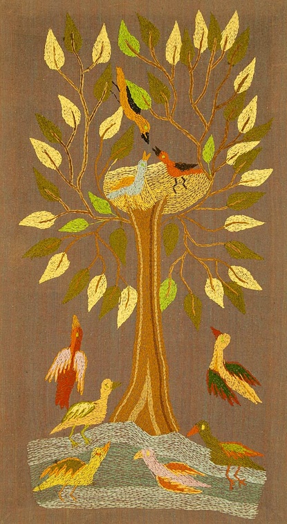Arbres et oiseaux dans l'eau (Hayat Rizk) - 1975