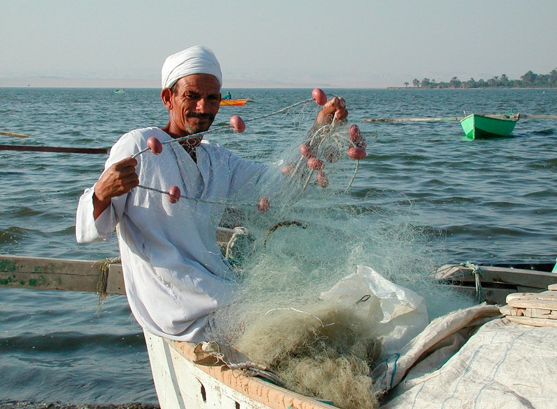 Pêcheur, Lac Qaroun, Fayoum, 2003