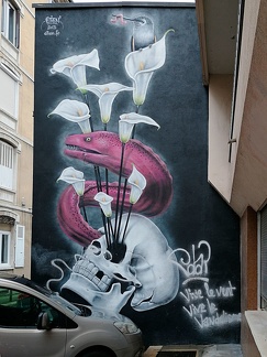 Street art. The moray eel 